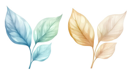 Collection of Artistic Leaf Types Isolated on White Background &ndash; Hand-Drawn and Stylized Botanical Elements for Nature-Themed Design and Creative Projects