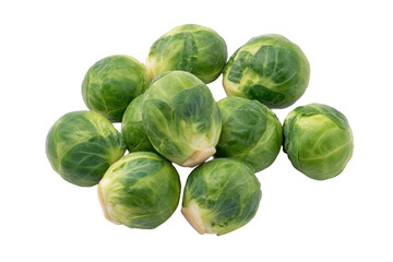 Fototapeta premium Brussels sprouts heart shape overhead flat-lay isolated on transparent background