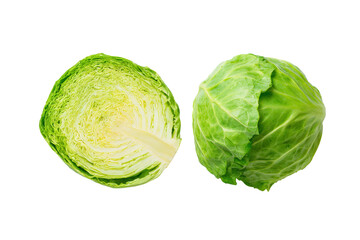 Fototapeta premium Cabbage shredded fine ribbons spread like confetti over overhead flatlay surface, delicate green strands creating airy texture, isolated on transparent background
