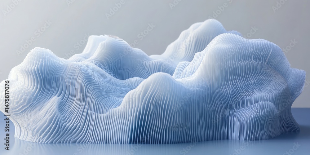 Poster abstract texture formation with blue striations and smooth surface. light background
