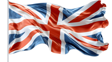 Waving Union Jack Flag Against a Clear Sky Showcasing National Pride and Heritage