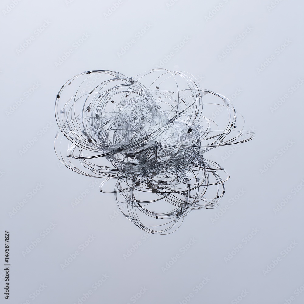 Poster abstract rendering of interconnected spheres and lines on a gradient backdrop