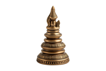 Golden metal shivalinga idol with text Om Namah Shiv isolated on transparent background
