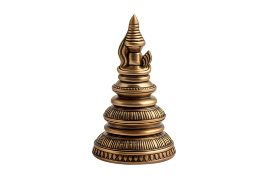 Golden metal shivalinga idol with text Om Namah Shiv isolated on transparent background
