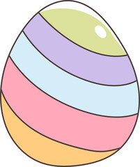 Easter Elements with Spring Hand Drawn Doodle Design 