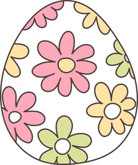 Easter Elements with Spring Hand Drawn Doodle Design 