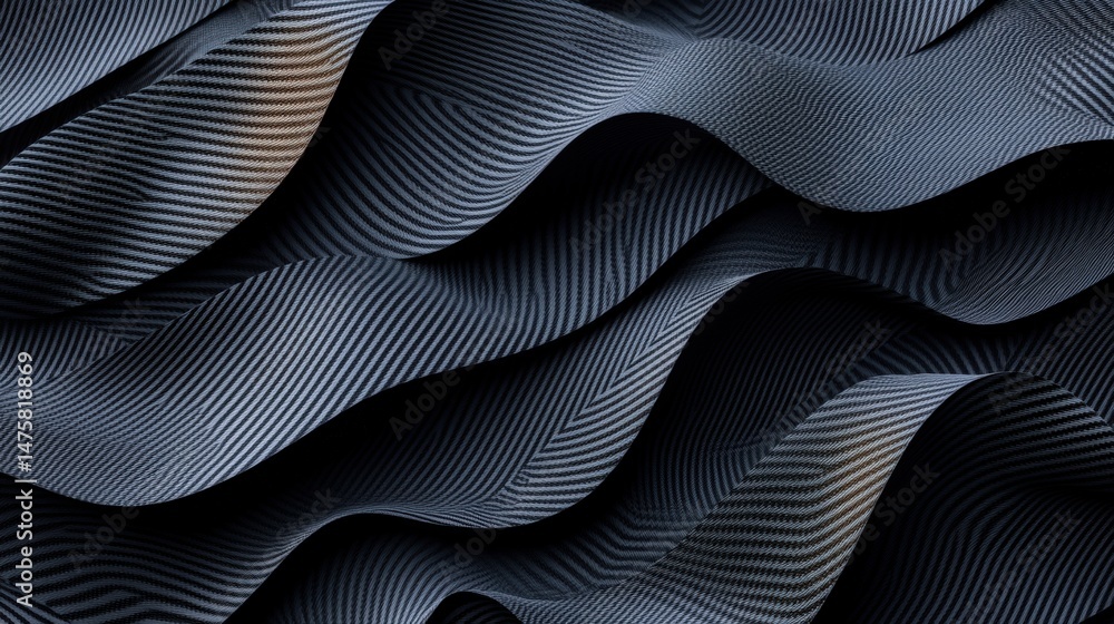 Poster an abstract dynamic surface formed with many wavy lines, illuminated with soft and subtle lighting e