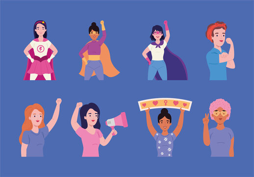 Colorful strong woman activist empowerment freedom illustration