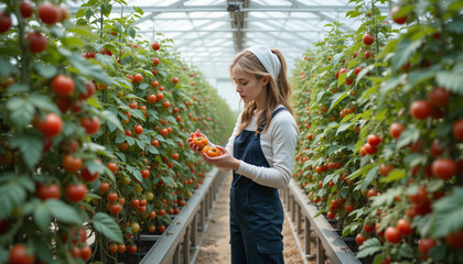 Person tending plants in lush greenhouse natural light growing horticulture cultivation plant care daylight 