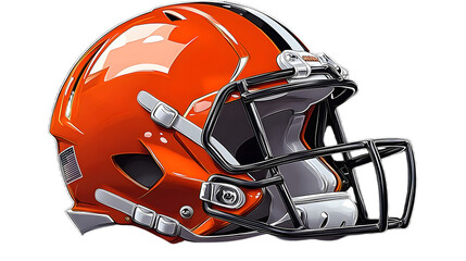 An Eye-Catching Orange Football Helmet Reflecting Team Spirit and Sportsmanship
