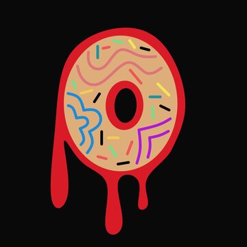 Colorful melting dounat image,dounat with melting illustration ,melting dounat design vector on colorful 