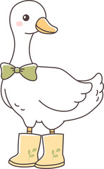 Spring Animals with Silly Goose and Flowers Doodle Hand Drawn