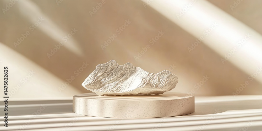 Poster sculpted cream object on minimalist display
