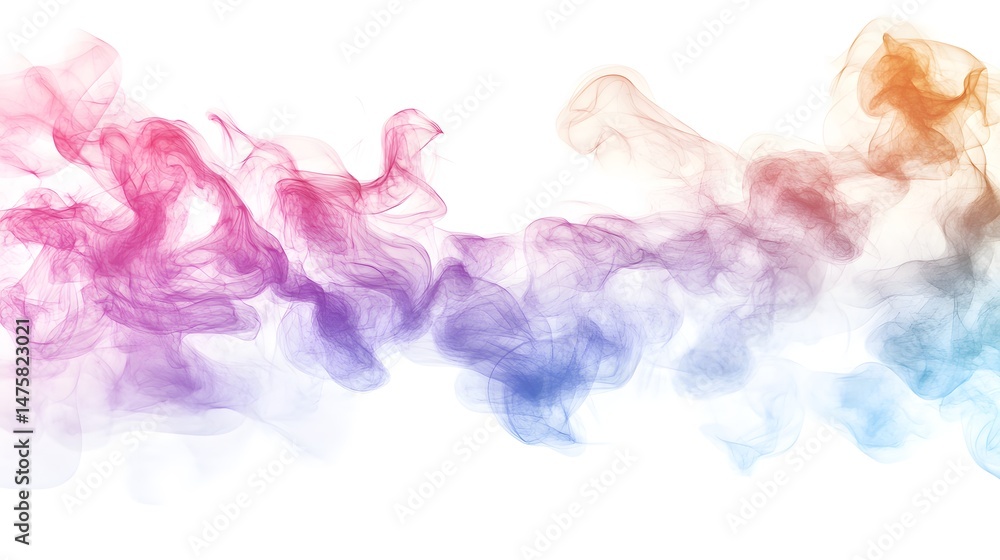 Poster abstract multicolored cloud forms on a white background.