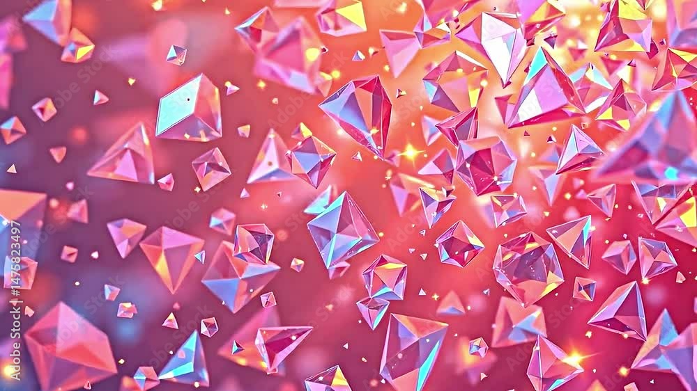 Poster vibrant dynamic visual composition filled multitude of colorful translucent geometric shapes. these 