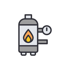 Stylized Gas Boiler With Visible Flame And Pressure Gauge Display