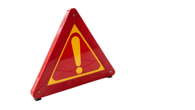 red triangular warning sign with a raised yellow exclamation mark symbolizing high caution or danger isolated on a transparent background 94897901 1
