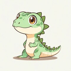 Fototapeta premium Adorable Baby Dinosaur Illustration: A Cute Green Dino Cartoon