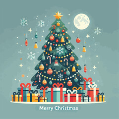 Naklejka premium beautiful christmas tree vector image