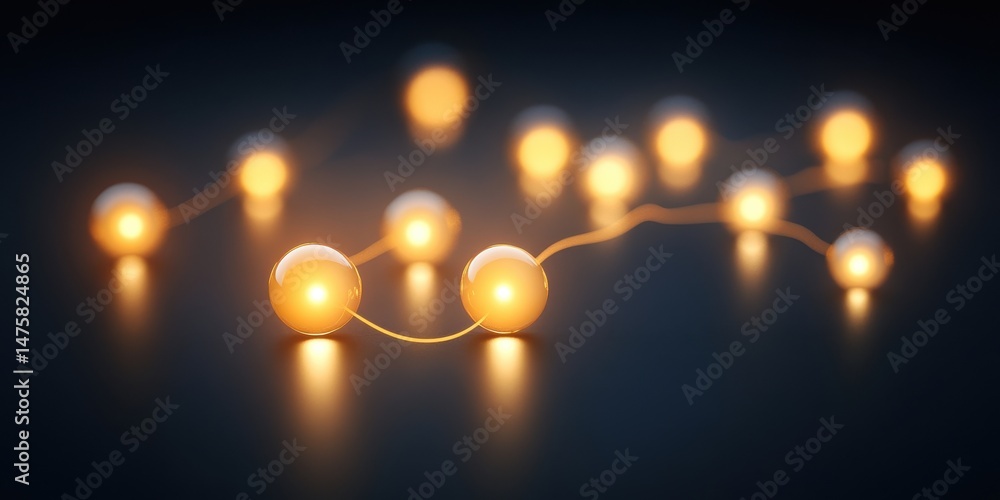 Aufkleber a close-up view of glowing light bulbs connected by a wire, creating a warm and inviting atmosphere 