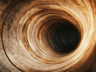 Fototapeta premium A close-up view of a spiral wooden tunnel, showcasing unique textures and depths, inviting exploration and imagination.