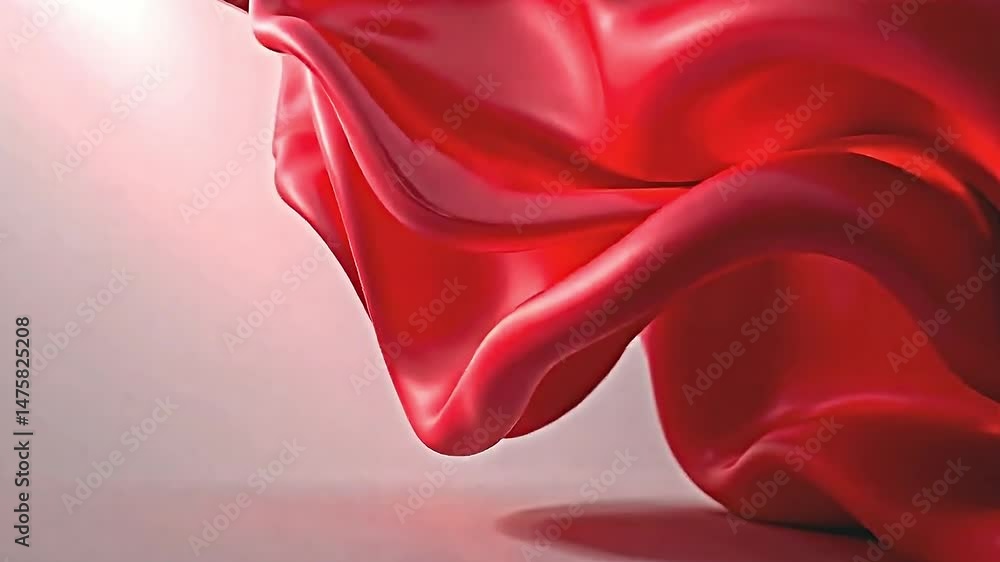 Fototapete vibrant red fabric flowing gracefully creating dynamic elegant visual effect. fabric appears to made