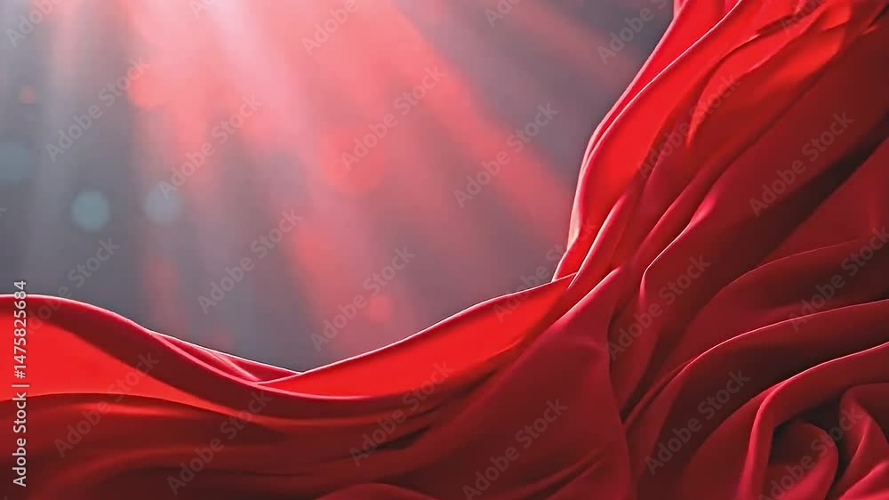 Fototapete vibrant red fabric draped elegantly creating sense of movement fluidity. fabric appears to made of s