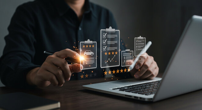  professional, typing on a laptop, with glowing abstract digital elements, symbolizing innovative technology, data processing, and seamless digital interaction in a modern workspace.