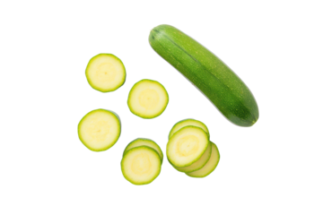 Bright zucchini image isolated on transparent background perfect for low-carb pasta marketing