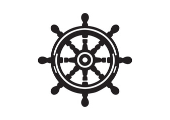 Obraz premium Steering Wheel Icon, Ship Steering Wheel Silhouette Vector