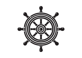 Obraz premium Steering Wheel Icon, Ship Steering Wheel Silhouette Vector