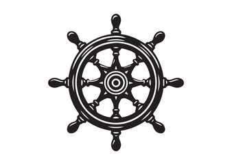 Obraz premium Steering Wheel Icon, Ship Steering Wheel Silhouette Vector