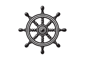 Obraz premium Steering Wheel Icon, Ship Steering Wheel Silhouette Vector