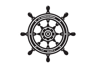 Obraz premium Steering Wheel Icon, Ship Steering Wheel Silhouette Vector