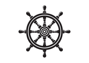Obraz premium Steering Wheel Icon, Ship Steering Wheel Silhouette Vector