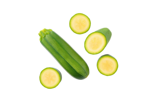 Mini zucchini narrow green strips diagonal stripe across scene isolated on transparent background - Powered by Adobe