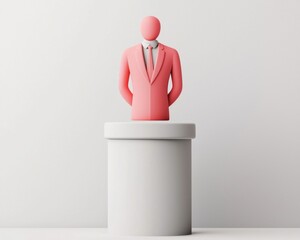 A minimalist figurine in a suit, symbolizing professionalism and success in the corporate world.