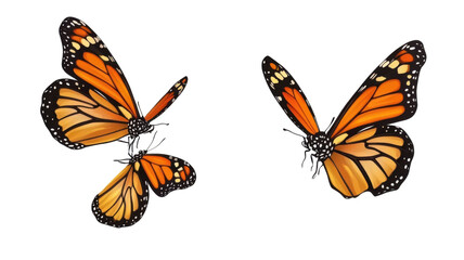 Obraz premium Monarch Butterfly Isolated on White Background with Detailed Wings and Vibrant Orange Patterns