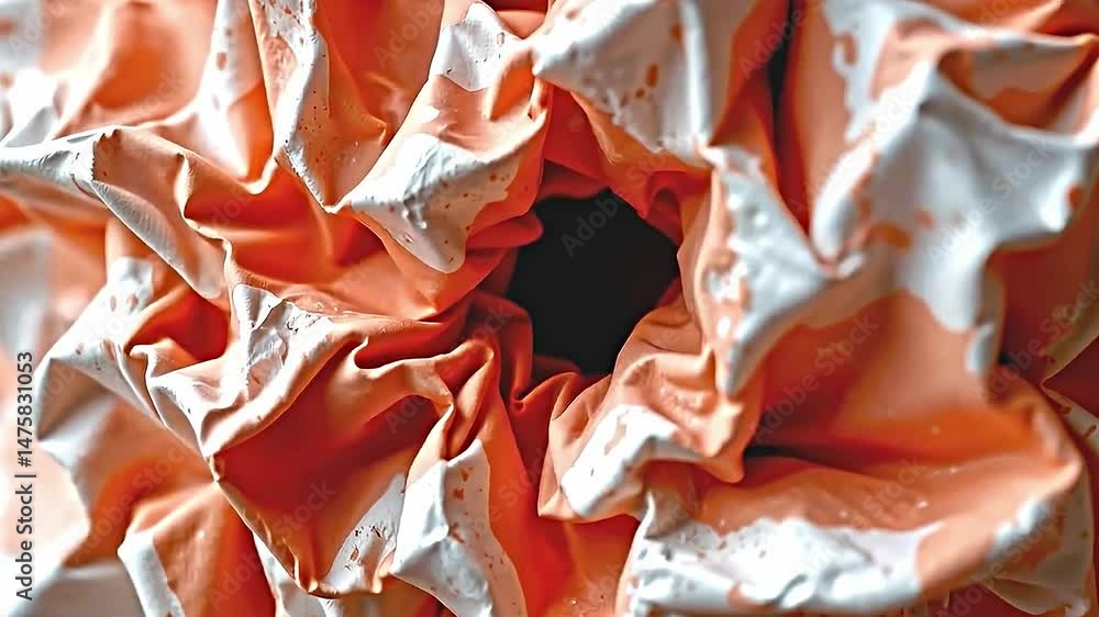 Fototapete close-up view of intricate abstract composition featuring vibrant orange white hues. surface appears