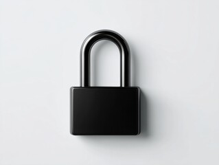 Fototapeta premium A sleek black padlock on a minimalistic white surface, symbolizing security and protection in the digital world.