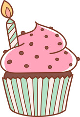 Birthday Party Doodle Cartoon Style Hand Drawn Elements