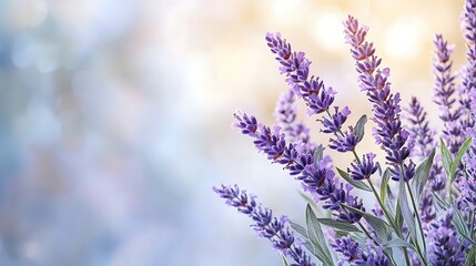 Obraz premium Spring flora illustration of lavender flowers in nature vibrant colors peaceful environment