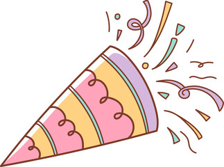 Birthday Party Doodle Cartoon Style Hand Drawn Elements