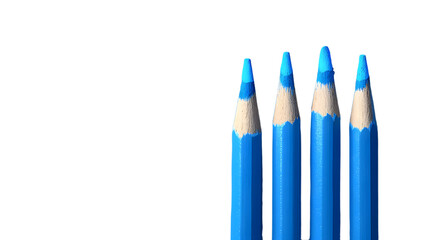 Vibrant Blue Pencils Arranged Neatly with a Black Background for a Bold Contrast in an Artistic Theme