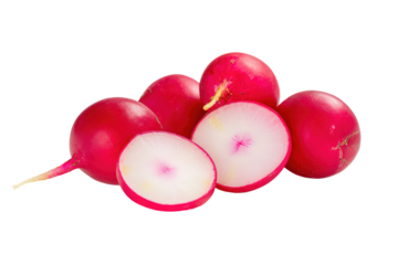 Premium red radish stock photo isolated on transparent background suits modern food-blog hero images