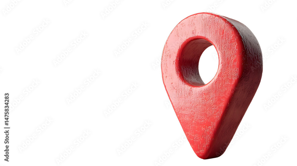 Poster 3d render of a red location pin symbolizing navigation and mapping for virtual contexts