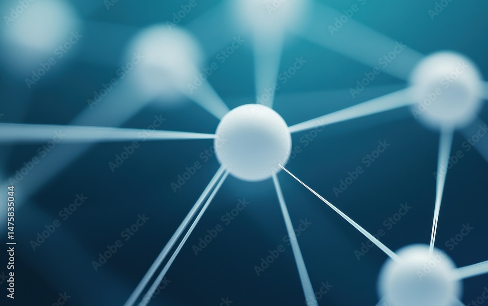 Poster abstract illustration of molecular structures demonstrating connections and interactions in a scient