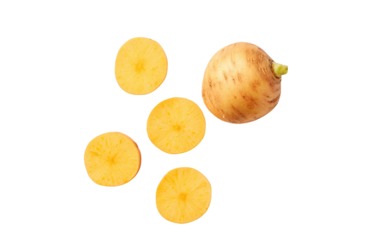 Crisp rutabaga stock photo on transparent background enhances wholesome soup packaging