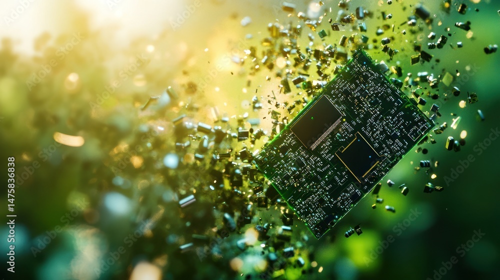 Poster circuit board exploding in nature
