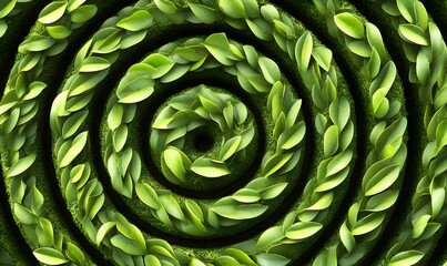 Fototapeta premium Abstract green leaf spiral design. Perfect for eco-friendly themes, nature concepts, and environmental projects. High-resolution image.
